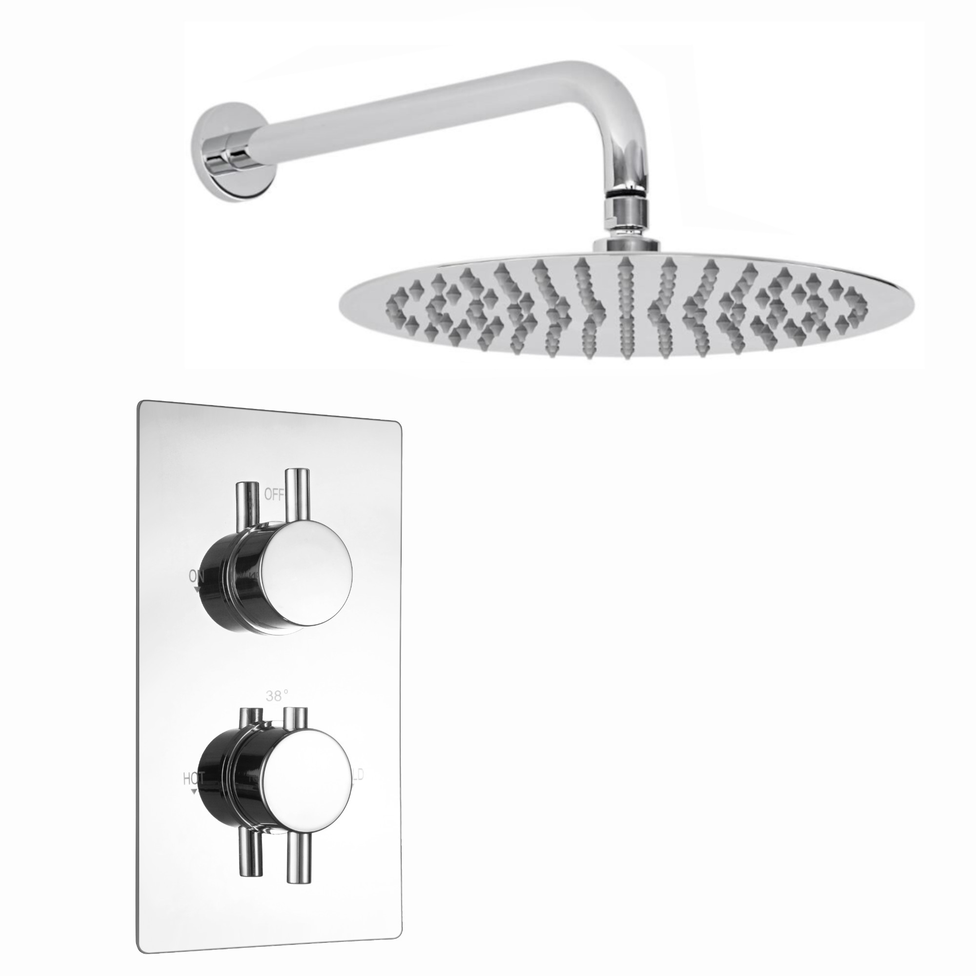 ENKI SH0032 Concealed Round Thermostatic Shower Set Chrome 8" Wall Mounted Head image